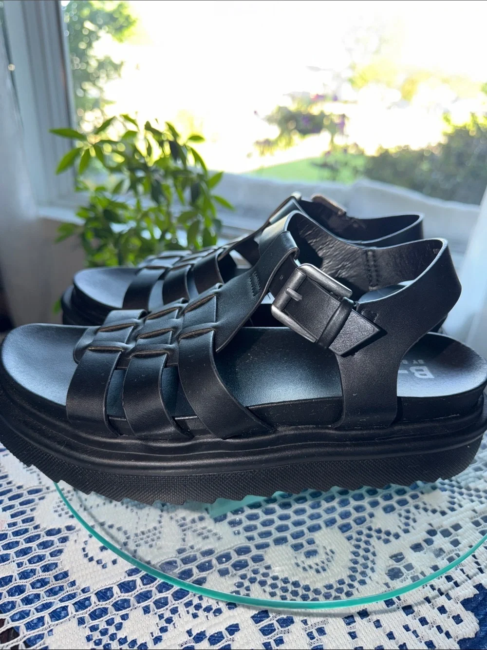 B-52 Black Strappy Platform Sandals